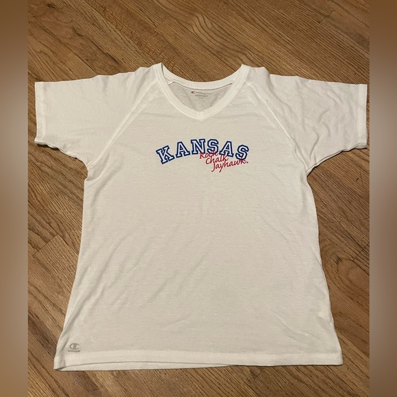 Kansas rock chalk womens‎ white t shirt size X-Large - Picture 1 of 5